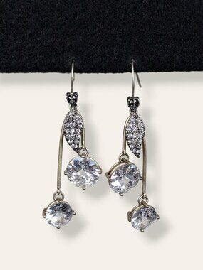 Large White CZ Stone "Cherry" Style Earrings